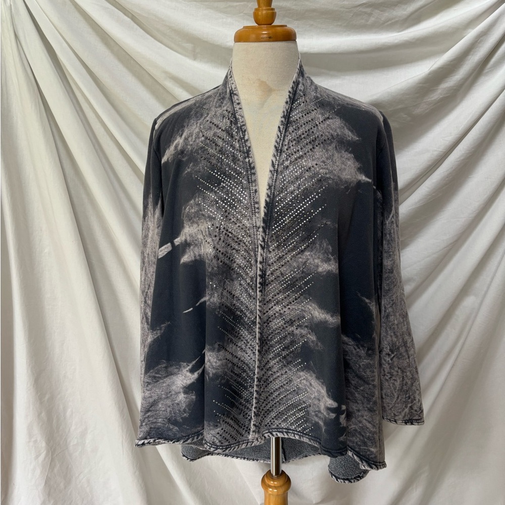 Vocal USA embellished tie dye open cardigan knit top M
